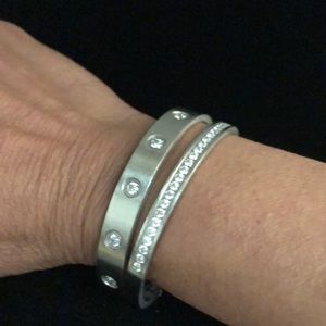 B.Tiff  SET of 2 Silver Steel CZCrystal Bracelets